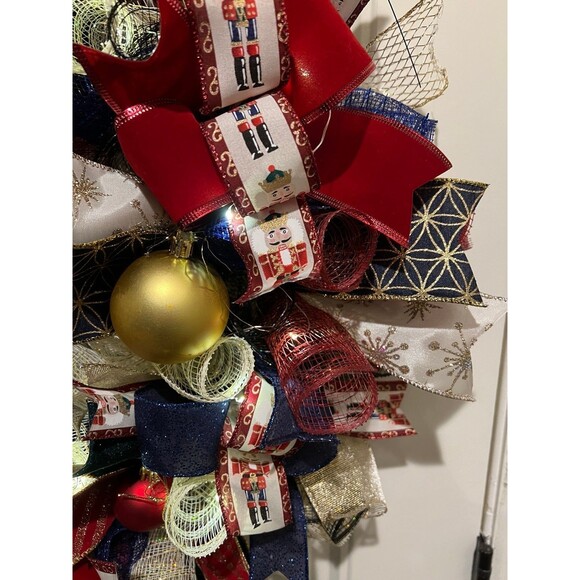 Handmade Christmas Holiday Tinsel Drummer Boy Prelit Door Wreath 26 in XLW11 - Picture 7 of 11